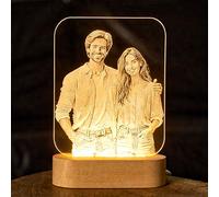 B BachVibes Lámpara Personalizada grabada con Foto y Luz Nocturna 3D - Regalo Original para, Aniversario, San Valentín y Cumpleaños - Ideal Parejas, Amigos y Familia (Blanco calido 2)