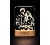 B BachVibes Lámpara Personalizada ilustrada con Foto y Luz Nocturna 3D - Regalo Original para Aniversario, San Valentín y Cumpleaños - Ideal Parejas, Amigos y Familia (Blanco calido)