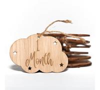 B Bachvibes Wooden Baby Monthly Milestone Plaques - Set of 14 Monthly Discs - Ideal for Newborn Photos and Baby Celebration Gift. (Ingles)