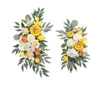 B Baosity 2 Piezas Guirnalda de Flores Artificiales para Decoración de Puerta Adornos de Pared Y Mesa Guía de Plantas Colgantes de Seda con Adecuad, Amarillo Blanco, Individual