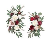 B Baosity 2 Piezas Guirnalda de Flores Artificiales para Decoración de Puerta Adornos de Pared Y Mesa Guía de Plantas Colgantes de Seda con Adecuad, Rojo Blanco, Individual