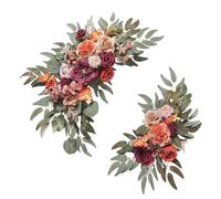B Baosity 2 Piezas Guirnalda de Flores Artificiales para Decoración de Puerta Adornos de Pared Y Mesa Guía de Plantas Colgantes de Seda con Adecuad, Rojo, Individual