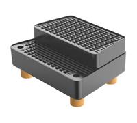 B Baosity 2 Piezas Rampa para Caja de Arena de Gatos con Doble Capa Filtrante Alfombrilla Antideslizante Desmontable Material PP Y Madera Impermeable, Gris Oscuro