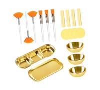 B Baosity 3 Piezas Face Mixing Bowl Set con Cepillos Faciales Esponjas Comprimidas Platos de Acero Inoxidable Y Herramientas de Mezcla para Cuidado Facial, Oro