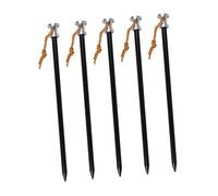 B Baosity 5 Estacas para Tienda de Campaña con Tornillos Y Anclajes para El Suelo con Correas, Clavijas de Acero para Acampar, Estacas para Tienda de Campaña PE, Negro