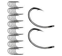 B Baosity 50 Piezas Anzuelos de Mosca para Atado Trucha Anzuelos Pesca Anzuelos Curvos con Arpón Suministros Secos Material Acero Alto Carbono Adecuados para, 11.2 mm x 18 mm