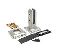 B Baosity Abrazadera para Poste de Barandilla de Vidrio Equipada con Clip de Espiga para Vidrio Proporciona Apoyo Seguro Como Pieza de Fijación Resistente al, Plata Y 16cm