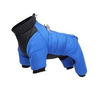 B Baosity Abrigo para Perro de Chaqueta de Invierno Gruesa Y Transpirable Cierre de Cremallera Largo Y Franjas Reflectantes Laterales Ventanilla Pa, Azul 2XL