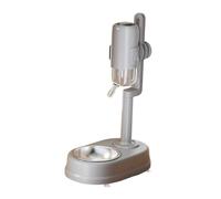 B Baosity Alimentador Automático Dispensador Comedero Bebedero Ajustable Removible para Mascotas Perros Gatos con Botella Antigoteo y Soporte Seguro Adecuado, Gris