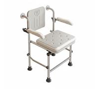 B Baosity Asiento de Baño Plegable Pared Silla Ducha Taburete Ducha Banco Ducha Diseño Mural Plegable con y Pies de Goma Soporte 150kg Asiento Cómodo con 40cm, Taburete C/Resp+Brazo