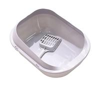 B Baosity Bandeja Sanitaria para Gatos Caja de Arena Abierta con Marco Seguro Recipiente Fácil de Limpiar con Diseño Antideslizante Adecuada para El Aseo de Mas, Gris