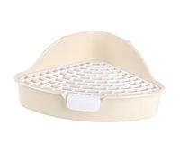 B Baosity Bunny Bandeja Triangular para Jaula Caja de Arena Plástico Material Rejilla Base Alta Evita Salpicaduras Adecuada para Entrenamiento Interior, Blanco