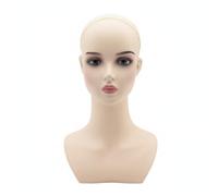 B Baosity Cabeza de Exhibición para Cosplay Cabeza Maniquí Busto Maniquí Soporte para Pelucas con Hombros Rostro Femenino Realista Cap de Malla Incluida