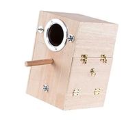 B Baosity Caja de Cría de Pájaros Fabricada en Madera Nido para Loros Periquitos Y Canarios con Apertura Lateral para Mantenimiento Se Puede Instalar Dentro O F, Colgando a la Derecha