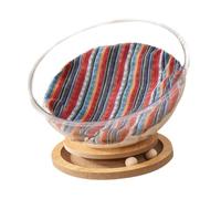 B Baosity Cápsula de Gato Cama Nido Mascota Cápsula Transparente Hamaca Asiento Acrílico Madera Característica Estable Adecuada para Gatos Interiores Regalo, Base Redonda