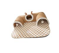 B Baosity Cat Tunnel Cama Cueva Alfombrilla Juguete con Tela Suave Y Diseño Útil Cremallera Resistente Y Plegado Cómodo Apto para Gatos en Hogar, marrón L