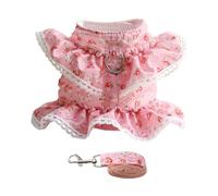 B Baosity Conjunto de Arnés Y Correa para Perro con Estampado Floral, Ropa para Mascotas, Transpirable para Mascotas, Vestido para Perrita Niña