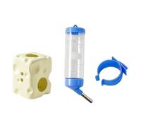 B Baosity Dispensador de Agua para Hámster Botella con Soporte Refugio de Cerámica Forma de Queso Ajustable para Jaula Adecuado para Decoración Hogar Mascotas, Beige