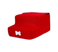 B Baosity Escalera para Mascotas con Dos Niveles Peldaños Anchos Y Material Lavable Desmontable Antideslizantes Adecuada para Cachorros Gatos Domé, Rojo