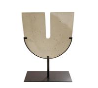 B Baosity Escultura Geométrica de Mesa con Textura y Líneas Depuradas Ornamento de Resina con Soporte y Base Rectangular Adecuada para Salones Oficinas, 240x80x330mm