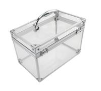 B Baosity Estuche de Maquillaje Acrílico Caja Organizadora de Cosméticos Transparente con Cierre Seguro y Asa Portátil para Mujeres Niñas Viajes Regalo Uso, Plata