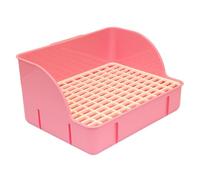 B Baosity Inodoro Esquinero para Conejo Caja de Arena Bandeja Sanitaria Retrete Material Resistente Antideslizante Extraíble Adecuada para Mascotas Pequeñas, Malla de PP Rosa