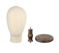 B Baosity Maniquí Cabeza Soporte Exhibidor Base de Madera Tela Diseño Profesional Ligero Adecuado para Peluqueros Salones Tiendas Hogar, fondo marrón oscuro, tal como se describe