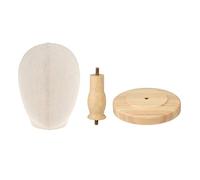 B Baosity Maniquí para Exhibición Cabeza de Niño Porta Pelucas Soporte Base Madera Uso Profesional para Sombreros Gafas Cintas Adecuado para Tiendas Salones, marrón claro, tal como se describe