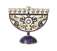 B Baosity Menorah Candelabro Elegante de Metal Resistente con Florales Pintados Candelero de Brazos Incrustaciones de Cristales Y Patrón Antiguo a,