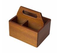 B Baosity Organizador de Almacenamiento Caja Cesta Contenedor Soporte de Madera Pulida con Múltiples Compartimentos y Asa Integrada Portátil Base Cuadrada para