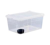 B Baosity Reptilera Transparente para Reptiles Caja de Cría Terrario para Serpientes Hábitat Portátil para Escorpiones Contenedor para Incubación de Grillos Mat, Cuenco Negro de 32 x 22 x 15 cm