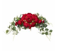 B Baosity Silla de con Guirnalda Floral para Respaldo Decoración de Peonías Falsas Guirnalda para Respaldo Adorno de Mesa Principal Conjunto Coordinado de, Rojo