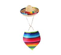B Baosity Sombrero para Mascotas con Mexicano Y Babero Triangular para Conjunto Divertido de Disfraces Adecuado para Celeb