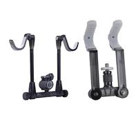 B Baosity Soporte de Caña de Pescar Plegable Doble Portacañas Telescópico Portátil con Cabezal Luminoso Y Base Estable de PC Accesorio para Pescadores, Conjunto Doble Negro