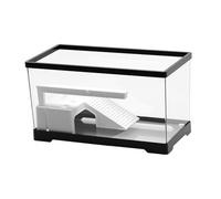 B Baosity Tortuguera Acuario Hábitat Reptiles Terrario Anfibios Caja con Espacio para Plantar Rampa para Asolearse Compartimento Comedor Material Resistente, Negro, Individual