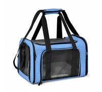 B Baosity Transportín Plegable para Mascotas Transportín Bolsa Mochila Jaula con Paneles de Malla para Ventilación y Base Estable Material Oxford y Correa, Azul, G
