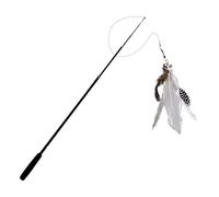 B Baosity Varita para Gatos Interactiva Telescópica Juguete Varita Caña de Pescar Extensible a 1.8m con Mango de Espuma Antideslizante Adecuada para, Pluma Blanca