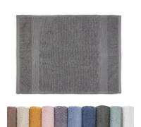 B BARCELOHOGAR Alfombra de Rizo 100% Algodón para Baño - 50x70 cm, Suave y Absorbente, Color Gris, Modelo Jade