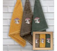 B BARCELOHOGAR Estuche 3 Paños R. A. Champi Bordados 50X50 Cms.