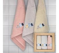 B BARCELOHOGAR Estuche 3 Paños R. A. Focas Bordados 50X50 Cms.