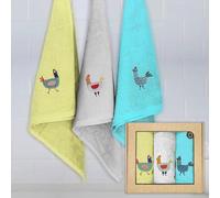 B BARCELOHOGAR Estuche 3 Paños R. A. Gallinas Bordados 50X50 Cms.