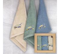 B BARCELOHOGAR Estuche 3 Paños R. A. Peces Bordados 50X50 Cms.