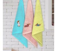 B BARCELOHOGAR Estuche 3 Paños R. A. Perritos Bordados 50X50 Cms. Unico