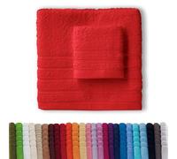 B BARCELOHOGAR Juego de 2 Toallas 100% Algodón - Pack Baño y Gimnasio, Suaves y Resistentes, Ideales para Deporte, Color Rojo