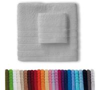 B BARCELOHOGAR Juego de 2 Toallas 100% Algodón - Pack Baño y Gimnasio, Suaves y Resistentes, Ideales para Deporte, Color Perla