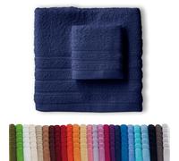 B BARCELOHOGAR Juego de 2 Toallas 100% Algodón - Pack Baño y Gimnasio, Suaves y Resistentes, Ideales para Deporte, Color Marino