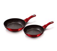 B BERLINGER HAUS BERLINGERHAUS PROFESSIONAL PRECISION Burgundy Juego 2 Sartenes Inducción 22-26cm, Antiadherente Ecológico Mármol sin PFOA, Metallic Rojo, para Todas Las Cocinas, Vitrocerámica, Gas