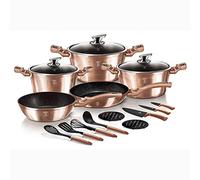 B BERLINGER HAUS BERLINGERHAUS PROFESSIONAL PRECISION Rose Gold Batería Cocina Inducción, sin PFOA, Aluminio, Set 3 Cazuelas, 3 Tapas Cristal 2 Sartenes 3 Cuchillos 4 Utensilios 2 Salvamanteles