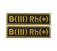 B+ Blood Type Patch - Juego de 2 parches tácticos bordados con gancho y bucle para primeros auxilios, militares, airsoft, juegos de guerra, emblema médico esencial para equipo de combate