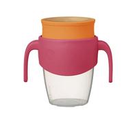 b.box Taza 360, vaso para niños pequeños con borde de silicona, mecanismo de bloqueo a prueba de derrames para llevar, apto para lavavajillas, 250 ml (batido de fresa)